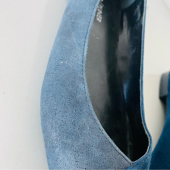 NEW DONALD J PLINER Two Tone Navy Blue Silver Metallic Pointy Toe Flats Shoes 7 - Picture 3 of 10